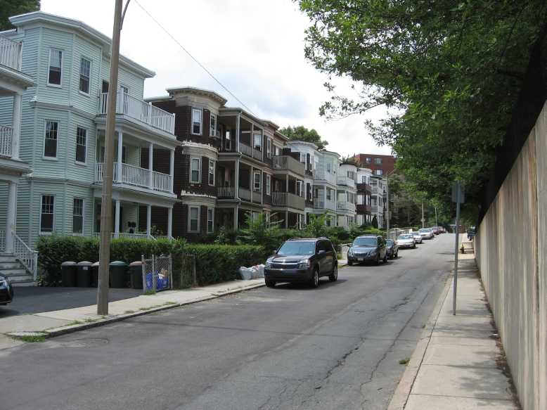 Traditional triple-decker homes in Jamaica Plain